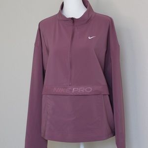 Nike Pro 1/2 Zip Pull Over Jacket Women Packable Femme Mulberry